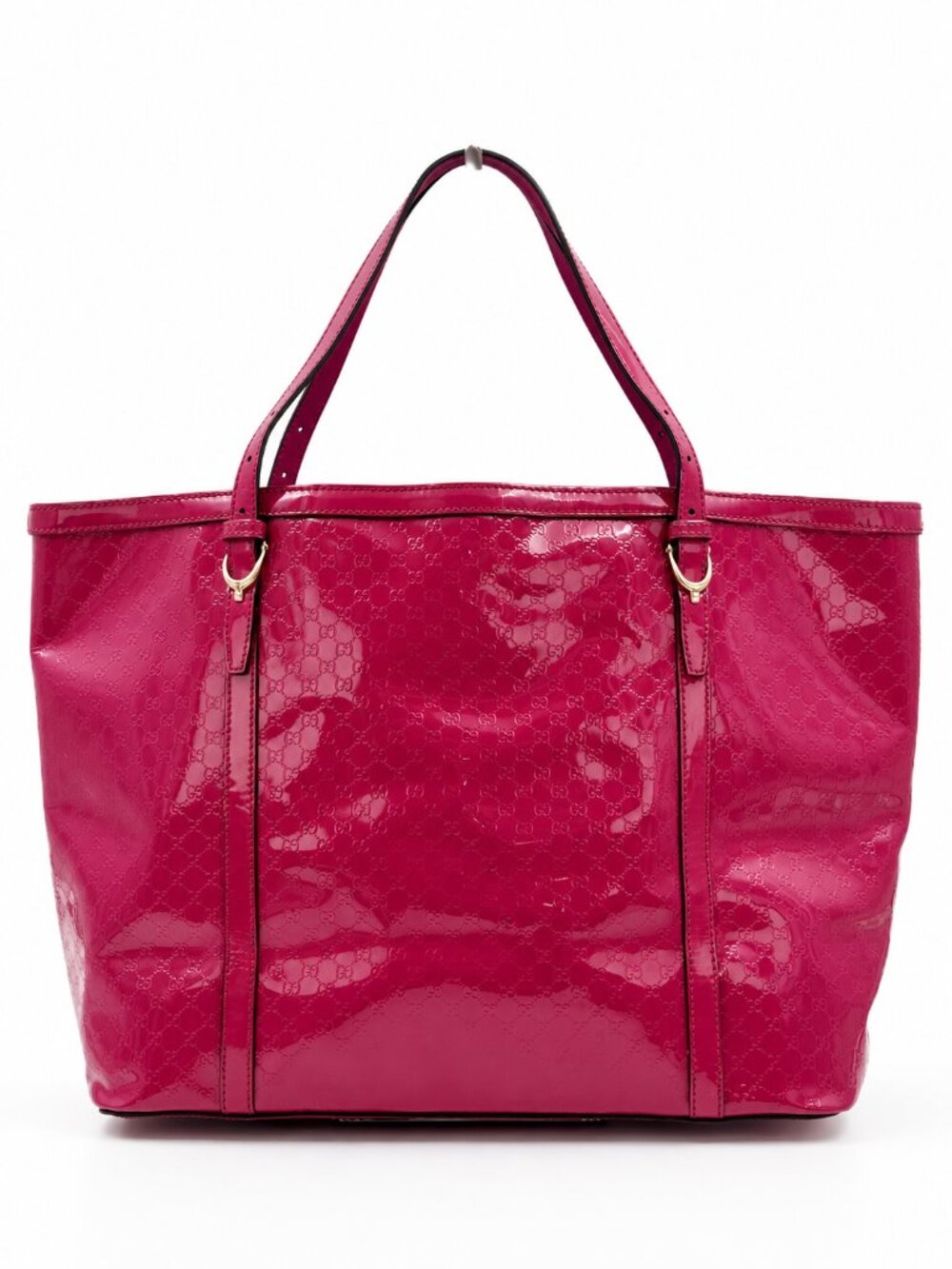 Gucci Microguccissima Patent Leather Tote Bag Pink Fuchsia